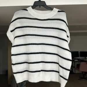 White and Black Stripe Sweater